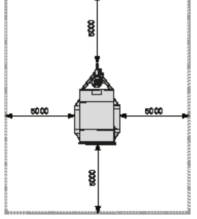 Plan view showing a 5 metre safety boundary around the HST-24-200
