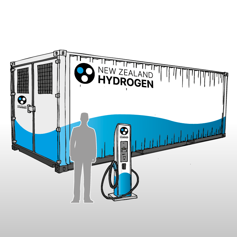 HVR-10-700 hydrogen vehicle refueller with dispenser and person for scale