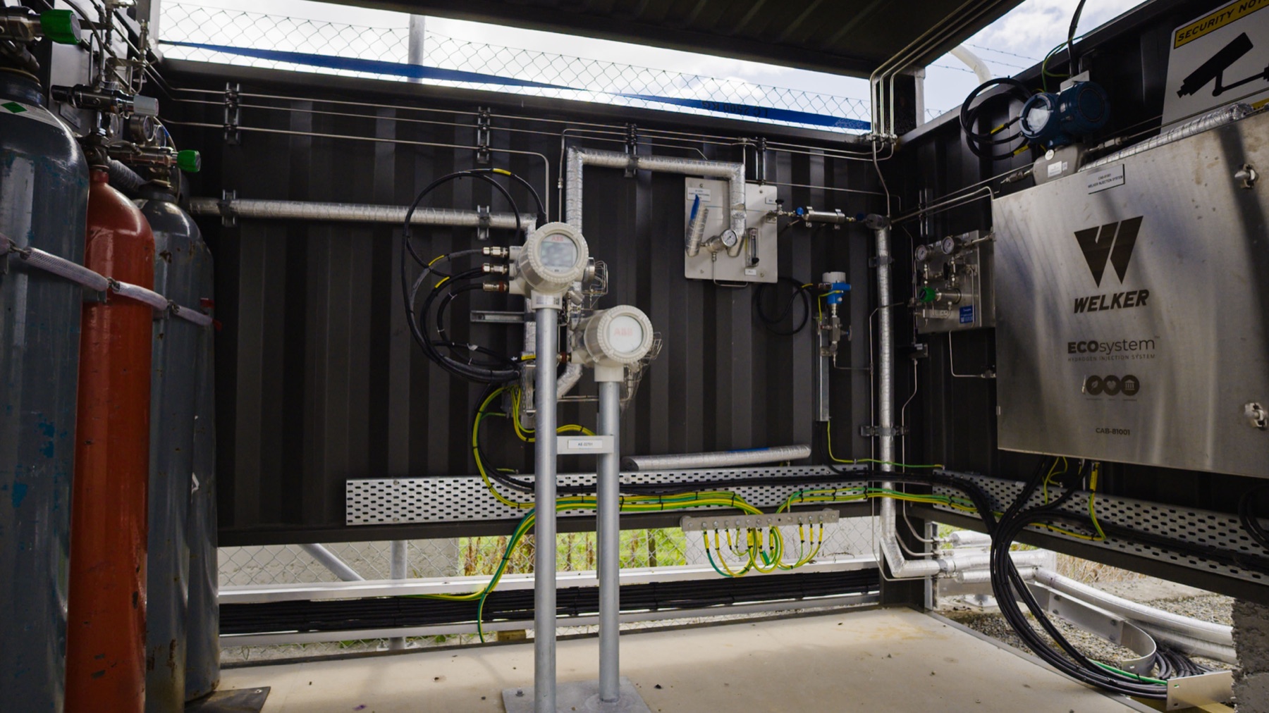 Hydrogen blending and monitoring equipment used for the Te Horo pilot