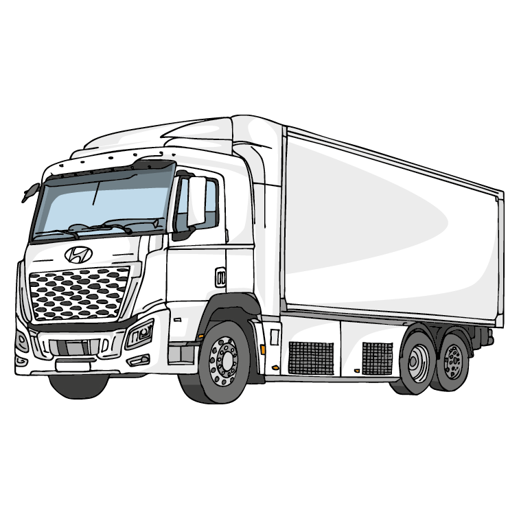 Illustration of a Hyundai XCIENT fuel cell freight truck