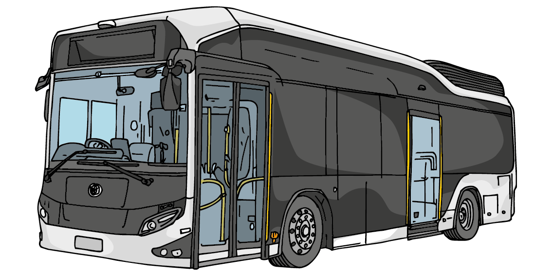 Illustration of a Toyota Sora fuel cell electric bus